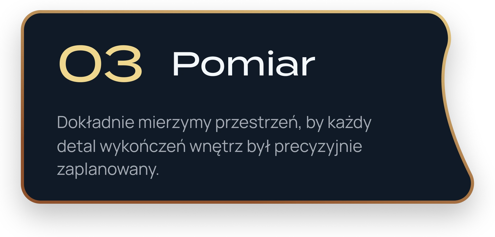 Grafika przedstawiająca kartę nr 03 Pomiar z tekstem o dokładnym mierzeniu przestrzeni
